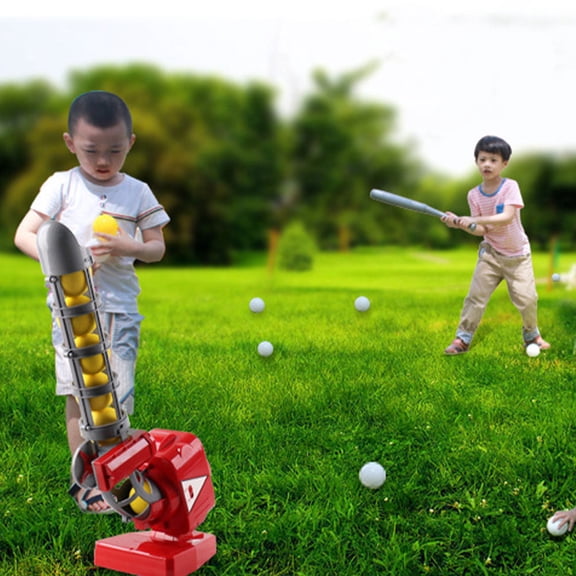 LOLIPPYY Automatic Red Baseball Pitching Machine Set for Indoor Outdoor Training and Skill Development Practice