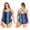 Blue, variant on Women One Piece Plus Size Swimsuit Leopard Print Scoop Neck Beachwear Crist Cross Straps Blue XL