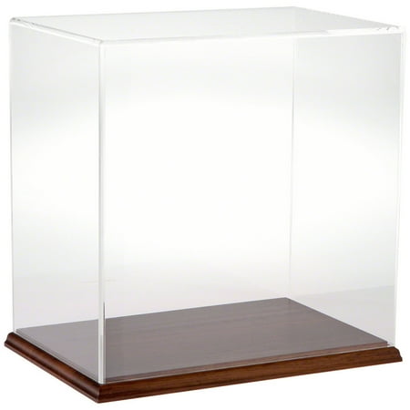 Plymor Clear Acrylic Display Case with Hardwood Base, 12" W x 8" D x 12" H