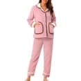 thumbnail image 1 of INSPIRE CHIC Women's Pajamas 2 Piece Set Button Top and Pants Flannel Winter Sleepwear M Pink, 1 of 6