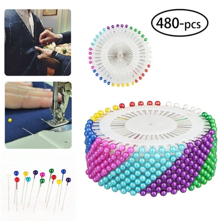 - 480-pieces Multicolor Straight Pins with Pearlized Round Ball Head for Sewing Quilting Dress Wedding Craft Decoration
