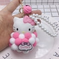 thumbnail image 4 of Sanrio-Llavero de felpa con Bola de Pelo de Hello Kitty, colgante de cinta de perlas, accesorios Kawaii para niñas, figuras de Anime, regalo para niños, 4 of 5
