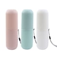 thumbnail image 1 of 3pcs Travel Toothbrush Case Simple Toothbrush Box Portable Toothbrush Case Wash Cup (White Green Pink), 1 of 8