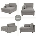 thumbnail image 3 of UIXE Chaise Lounge Indoor Upholstered Corduroy Sofa with Right Armrest for Living Room Bedroom, Light Gray, 3 of 7