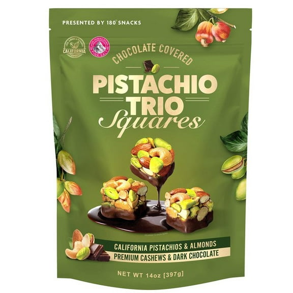 180 Snacks Chocolate Covered Pistachio Trio Squares, 14 oz
