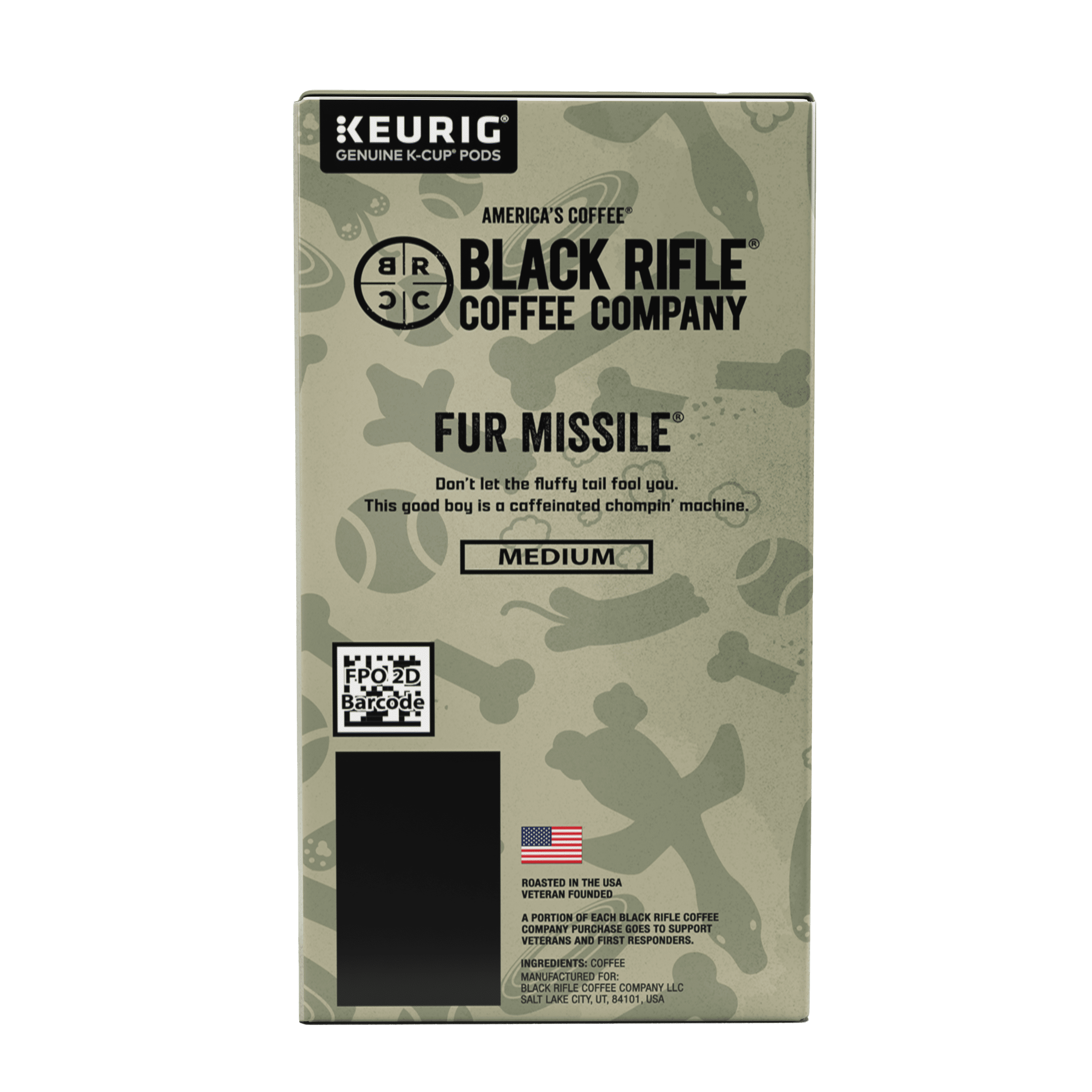 (4 pack) Black Rifle Coffee Company Fur Missile K-Cup Pods, Medium Roast, 22 Ct