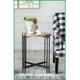thumbnail image 5 of Modern Round Wood Top Coffee Table with Black Metal Legs, Compact & Stylish for Living Room, 5 of 17