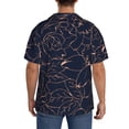 thumbnail image 3 of Pofeuu Copper-Gold Gloss Outline Flower Print Mens Casual Short Sleeve Shirts Beach Summer Spread Collar Pocket Tops Men's Casual Short-sleeved Shirt-4X-Large, 3 of 5