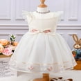 thumbnail image 3 of Robes pour Tout-Petites Fille Manches à Volants Ligne A Évasée Robe de Fête de Mariage Fille Été Tulle Princesse Robes de Fête Abricot, 3 of 7