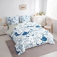 thumbnail image 3 of Homewish Cartoon Cowgirl Hat Bedding Comforter Set 7 Pieces for Kids, Blue Western Cowboy Boot Full Bedding Set, Starfish Seashell Reversible Fitted Sheet Flat Sheet, Luxury Bedroom Decor, 3 of 7