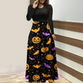 thumbnail image 2 of Halloween Dress for Women Long Sleeve Pumpkin Print Maxi Dress Witch Costume Fall Party Gothic Outfit, 2 of 4