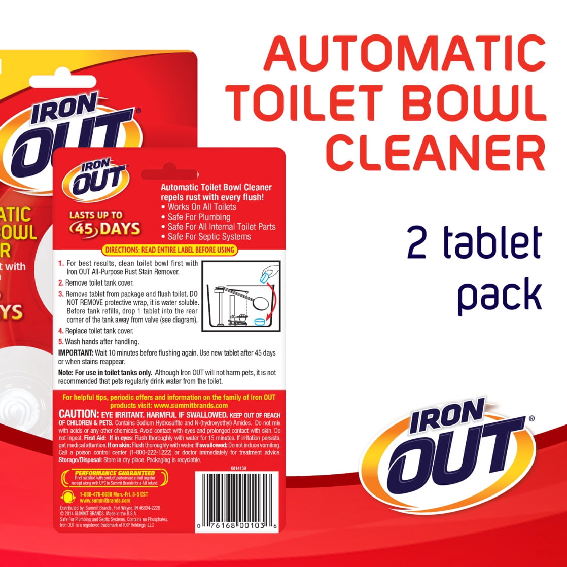 (2 pack) Iron OUT Automatic Toilet Bowl Cleaner Tablets, 2.5 oz, 2-Pack