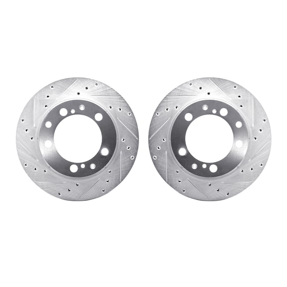 Dynamic Friction Company Rear Brake Rotors-Drilled and Slotted-Silver 7002-02029