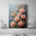 thumbnail image 2 of Mudket Blush Pink Rose Canvas Wall Art, flower poster, Framed Floral Print, Vintage Flower Wall Decor for Living Room Bedroom, Ready to Hang - 12"L x 8"W, 2 of 10