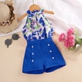 thumbnail image 5 of WOLLED Toddler Kids Halter Neck Cami Crop Tops and Floral Shorts Sets for Girls 2 Piece Summer Casual Shorts Outfits 4-7T, 5 of 10