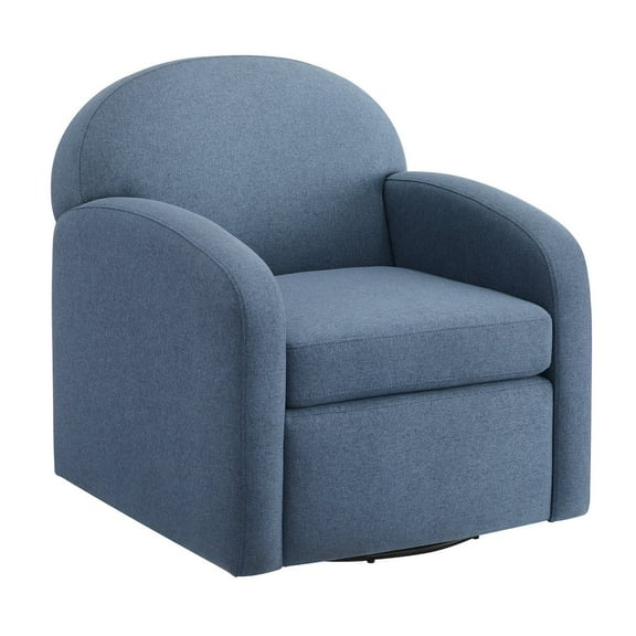 Comfort Pointe Elkhart Blue Polyester Fabric Swivel Barrel Accent Chair