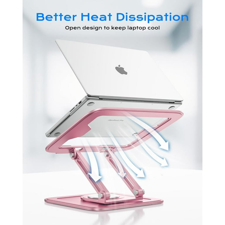 RIWUCT Foldable & Adjustable Laptop Stand - Aluminum Ergonomic Riser For Desk, Compatible With 10-16" Laptops