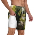 thumbnail image 3 of Picia Deep Forest Stone Green Dragon pattern Mens Swim Trunks with Compression Liner Stretch Beach Shorts Quick Dry with Zipper Pockets No-Chafing Board Shorts-XX-Large, 3 of 9
