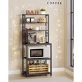 thumbnail image 4 of VASAGLE Coffee Bar, Baker’s Rack for Kitchen with Storage, 6-Tier Kitchen Shelves with 6 Hooks, Microwave Stand, Industrial,  Charcoal Gray and Ink Black, 4 of 7