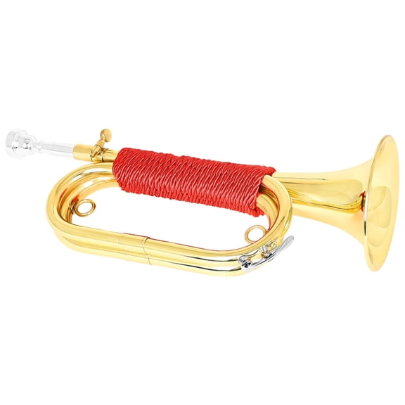 WINDLAND Antique Gold Cavalry Bugle Brass Instrument Beginner Trumpet Militaries Trumpet for Ceremonies Parades Includes Carry Bag