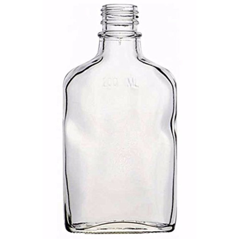 8 Oz Glass Bottle / Flask With Clamp Seal Plastic Lid.