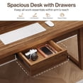 thumbnail image 6 of 55 Inch Mid Century Modern Executive Desk Wooden Computer Desk With Drawer Study Writing Table Rustic Workstation Home Office Furniture (Walnut Brown), 6 of 8
