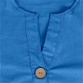 thumbnail image 6 of Blue Womens Tops Linen Shirt for Women Summer Cotton and Linen V Neck 3/4 Sleeve Top Loose Holiday Beach Shirt Tunic Top Shirts for Women, 6 of 6