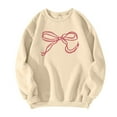 thumbnail image 2 of Craaazy Fall Sweatshirts for Women Trendy Cute Bow Sweatshirt Long Sleeve Hoodless Shirts Casual Loose Crewneck Pullover Tops Womens Shirts, 2 of 5