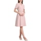 thumbnail image 4 of INSPIRAR CHIC Vestido de Cóctel A-Line Cuello Choker Manga Corta Con Cinturón Vestidos Elegantes Acampanados M Rosa, 4 of 5