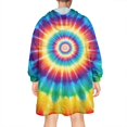 thumbnail image 2 of Colorful Rainbow Tie Dye Spiral Pattern Wearable Oversized Blanket,Wearable Blanket Hoodie for Adults,Cozy Hooded Blankets with Super Pockets,Super Warm Fuzzy Pullover for Women & Men, 2 of 6