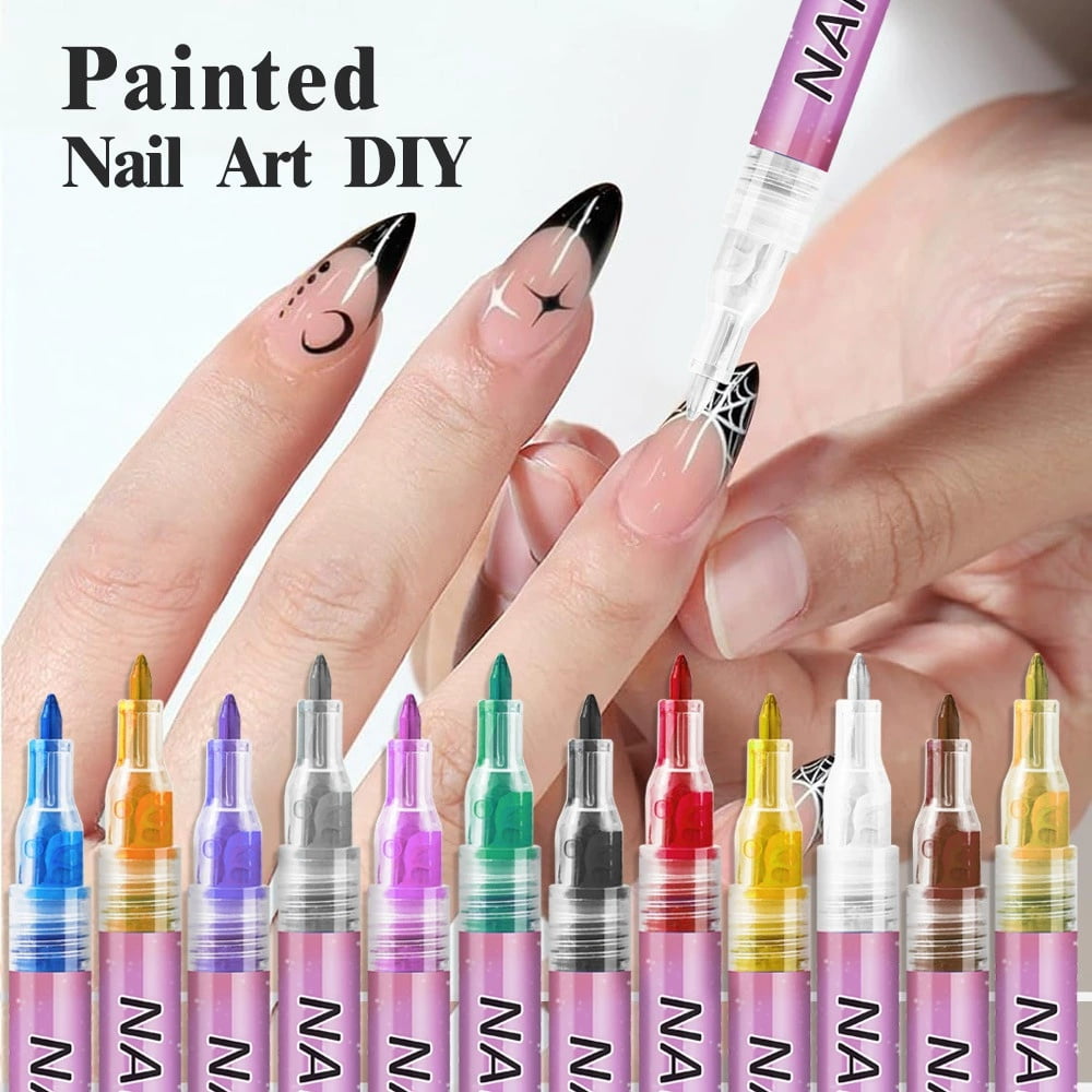 24 Color 0.5mm and 0.7mm Pens 3D Nail Polish Pens Acrylic Paint Pens Nail Markers for Nail Art Drawing Painting, , DIY Nail Art Beauty Adorn Manicure Tools