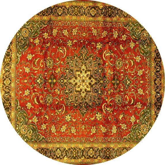 Ahgly Company Indoor Round Persian Yellow Traditional Area Rugs, 7' Round