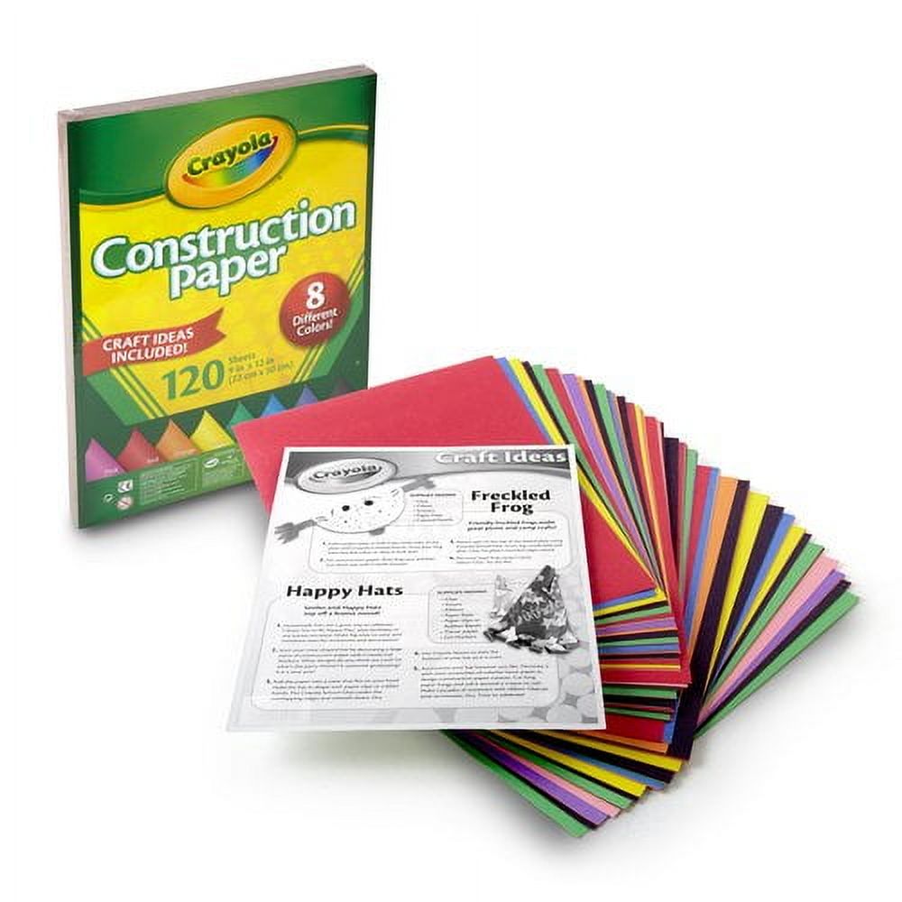 Papel de construcción Crayola, 120 hojas, útiles escolares para kindergarten, 10 colores, suministros de arte y manualidades, esenciales para el aula 2