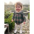 thumbnail image 6 of RUINIXCW Newborn Baby Girl Spring Fall Clothes Gingham Plaid Bubble Romper One Piece Outfit 0 3 6 9 12 18 Months Sweet Long Sleeve Button Front Doll Collar Jumpsuit Playsuit, 6 of 9