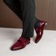 thumbnail image 5 of Mocasines de charol y terciopelo burdeos para hombre Bruno Marc talla 13, 5 of 9
