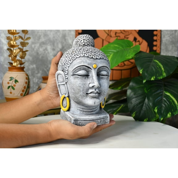 Sowpeace Large Terracotta Buddha Head: Artisan Tabletop Decor for Home Elegance