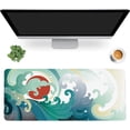 thumbnail image 1 of Ocean Wave and Sun Desk Mat,Traditional Japanese Wave Extended Gaming Mouse Pad,Large Non-Slip Rubber Base Mousepad with Stitched Edges,Waterproof Mouse Mat Desk Pad for Office Game Home 35.4x15.75 in, 1 of 5