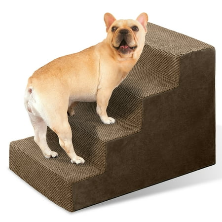 Condition photo showing Good Condition for PayUSD Dog Stairs for Bed Couches 17.5”H 4-Step Dog Steps for High Bed Car Pet Steps for Small Dogs Cats Doggy Non-Slip Indoor Ramp Brown