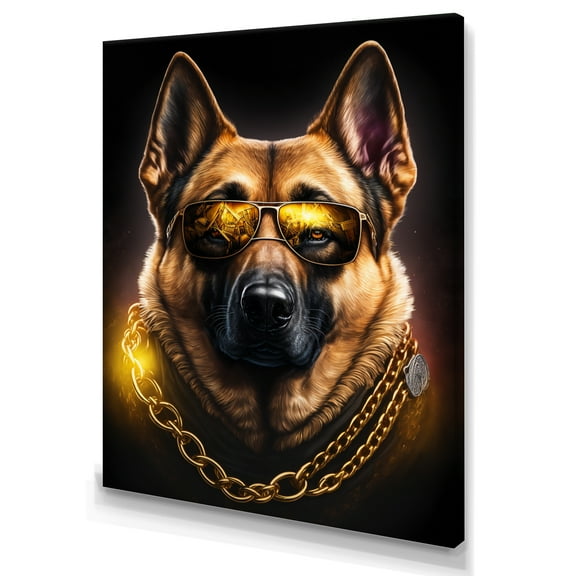 Designart German Shepherd Gangster In NYC II Canvas Wall Art