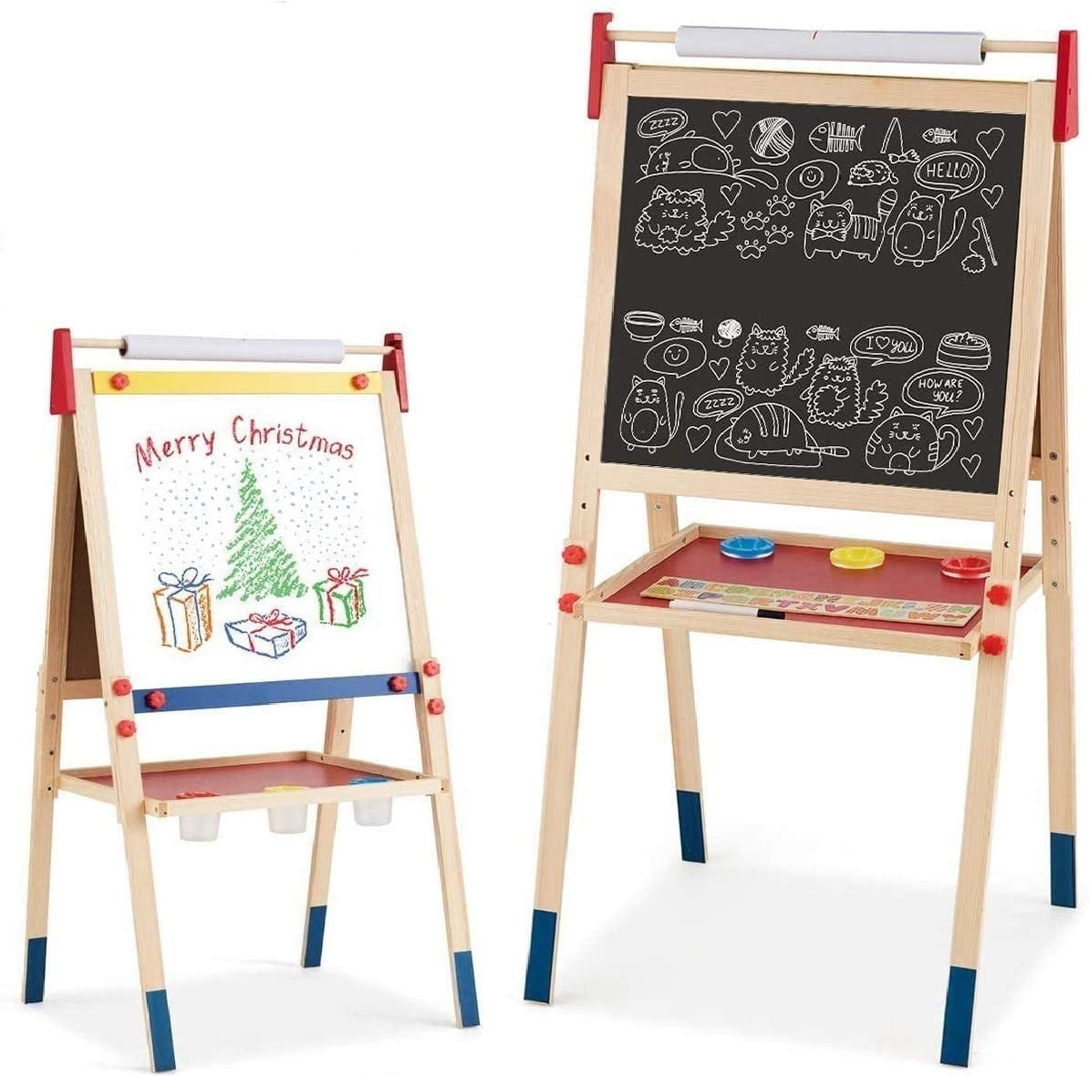2 In 1 Kids Easel Adjustable Double-sided White&Black Board for Children Drawing 