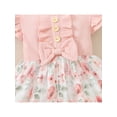 thumbnail image 6 of Gureui Toddler Infant Baby Girls Dress, Ruffle Flying Sleeve Rib Knit Bowknot Flower Print Patchwork Tulle Dress, 6 of 9