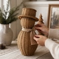 thumbnail image 4 of Rattan Snowman Figurine Decor, Hand Woven Imitation Wicker Snowman Statue With Top Hat and Scarf, Christmas Decorations for Living Room Entryway Decor, S, 4 of 7