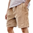 thumbnail image 2 of Corduroy Shorts for Men Summer Casual Elastic Waist Wide Straight Leg Loose Lounge Shorts with Pockets, 2 of 5