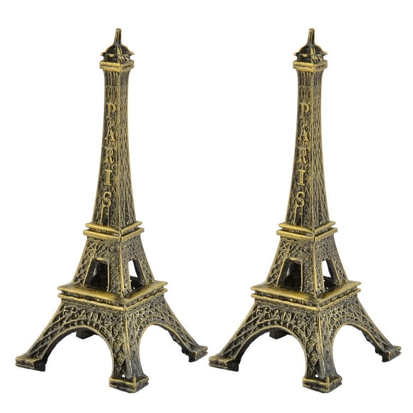 Home Decor Metal Paris Eiffel Tower Model Souvenir Bronze Tone 8cm Height 2 Pcs