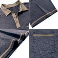 thumbnail image 4 of Men's Collared Polo Shirt Short Sleeve Contrast Trim & Pocket Casual T-Shirt Stylish & Breathable For Spring And Summer Daily Wear Tops,Navy,M, 4 of 5
