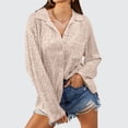 thumbnail image 2 of FhsagQ Womens Tops Trendy Summer Women Fashionable Sequined Long Sleeve Lapel Casual Shirt Pocket Long Sleeve Shirt Female M, 2 of 5