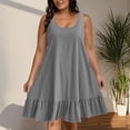 thumbnail image 2 of Sentmoon Robe d'Été 2026 Mode Couleur Unie Sans Manches Col Ras du Cou Robe Décontractée Extensible Coupe Ample Grande Taille pour Sortir et Faire la Fête Gris XXXXXL, 2 of 9