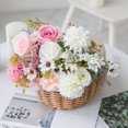 thumbnail image 4 of Ramo de simulación de boda de crisantemo y margarita rosa, planta de flores falsas hecha a mano artificial, arreglo floral de seda, decoración, 4 of 6