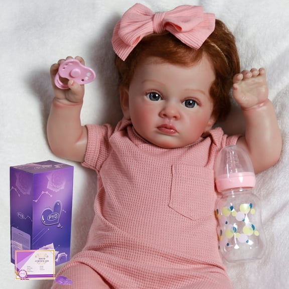 PYD 22in Realistic Reborn Baby Dolls Girl  Soft Cloth BodyHandmade Lifelike Adorable Newborn Girl Gift