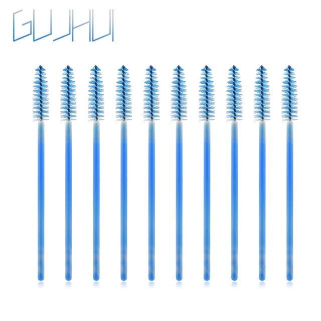 50 Pcs Brosse à Cils Jetable Cristal Applicateur de Brillance, Bleu